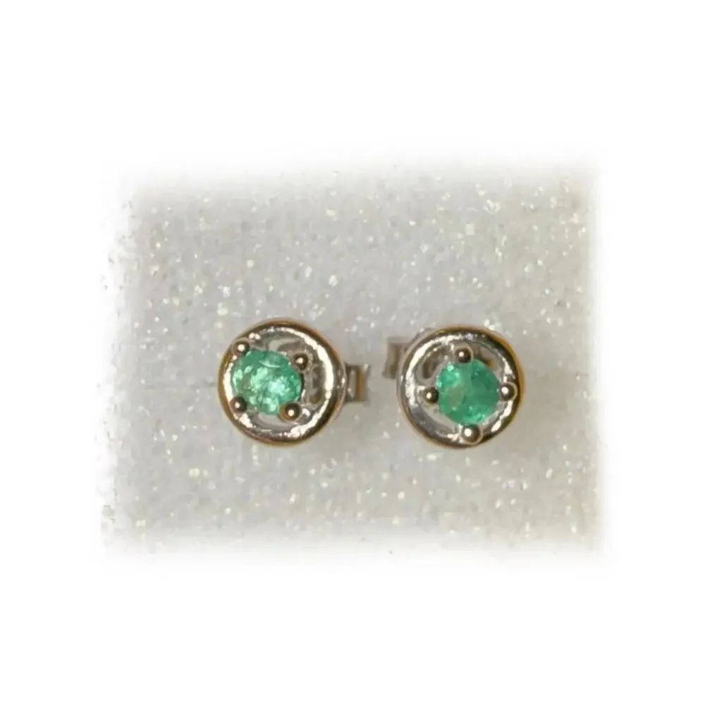 NEW Elegant Silver and Green Stud Earrings- Nickel Free